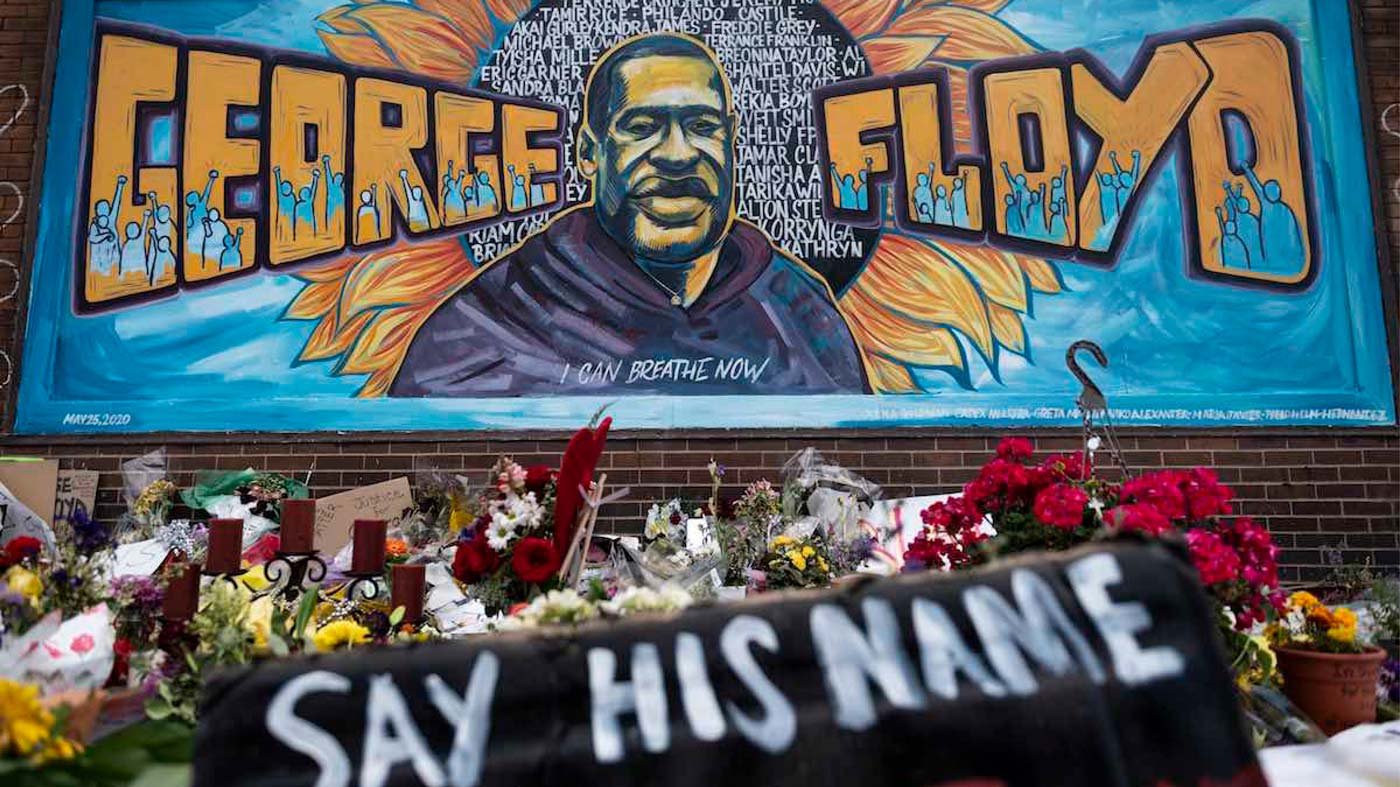 A memorial site where George Floyd died while in police custody in Minneapolis.